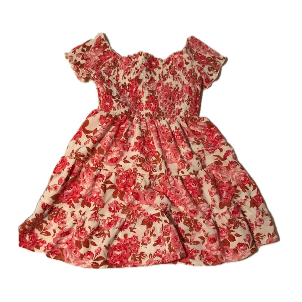 Pink and White Floral Summer Dress Size L